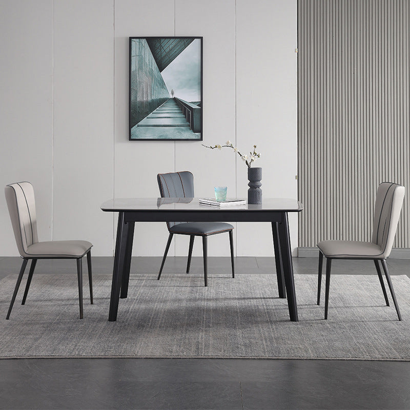 Minimalist 1/2/4/7 Pieces Furniture Stone Rectangle Dining Table Set in Gray