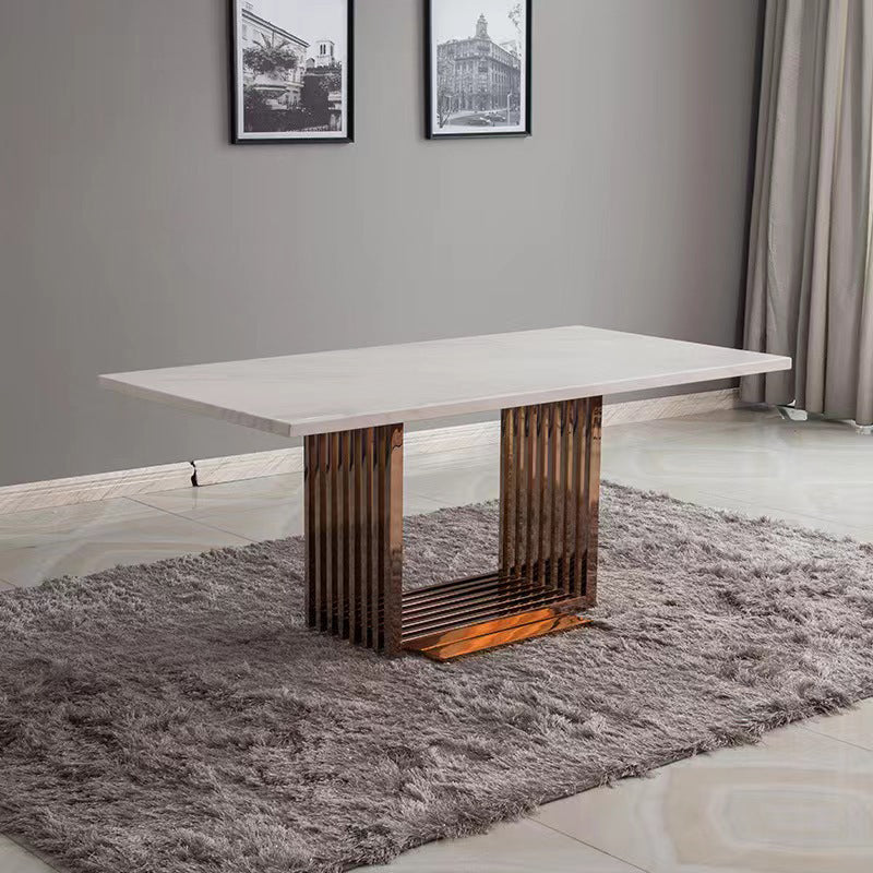 Minimalist 1/2/5 Pieces Furniture Stone Rectangle Dining Table Set in White