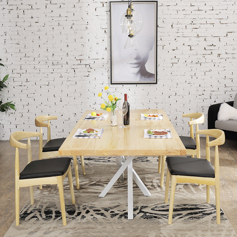 Contemporary 1/2/5 Pieces Furniture Rectangle Solid Wood Dining Set in Natural