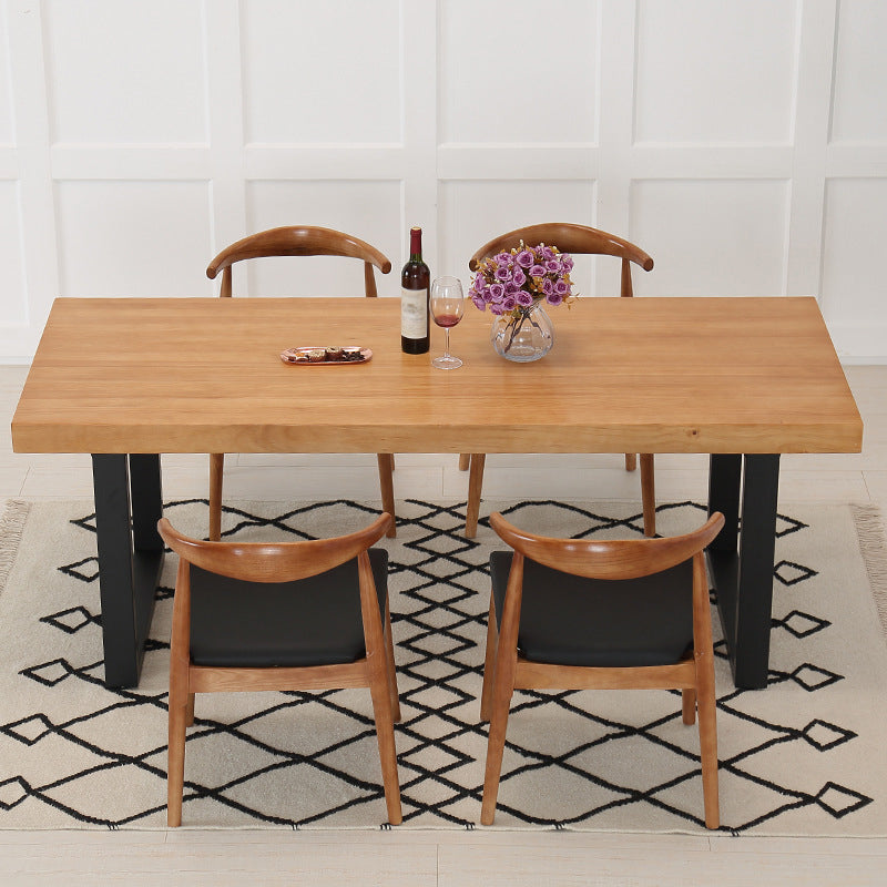 Industrial 1/4/5/7 Pieces Furniture Solid Wood Rectangle Dining Table Set in Brown