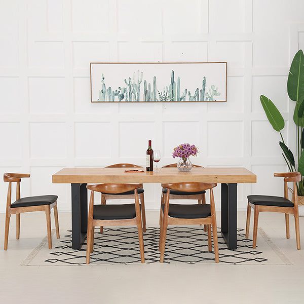 Industrial 1/4/5/7 Pieces Furniture Solid Wood Rectangle Dining Table Set in Brown