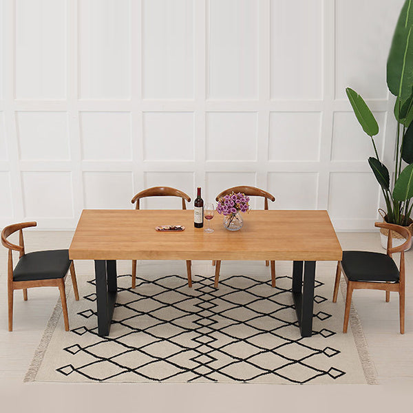Industrial 1/4/5/7 Pieces Furniture Solid Wood Rectangle Dining Table Set in Brown