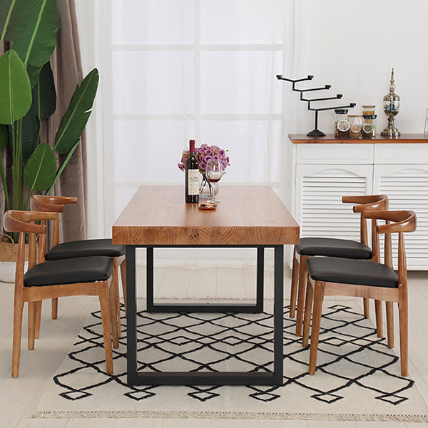 Industrial 1/4/5/7 Pieces Furniture Solid Wood Rectangle Dining Table Set in Brown