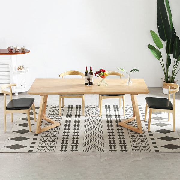 Minimalist 1/2/5 Pieces Furniture Solid Wood Rectangle Dining Table Set in Natural
