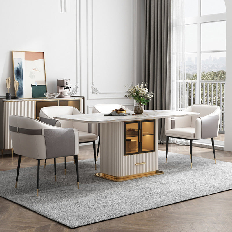 Minimalist 1/2/5/7 Pieces Dining Set Stone Rectangle Dining Table Set for Home