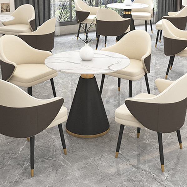 Modern Stone Dining Set 1/2/5 Pieces Round Dining Table Set with Padded Chairs