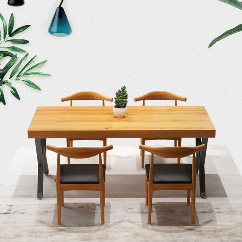 Industrial 1/4/5 Pieces Furniture Rectangle Solid Wood Dining Chairs Set in Brown