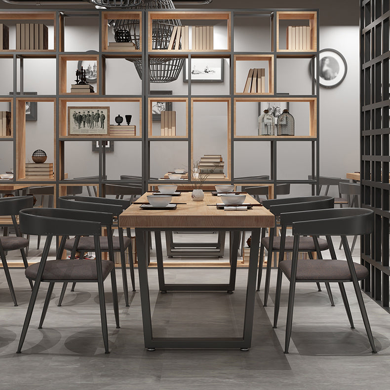 Industrial Dining Set 1/5 Pcs Solid Wood Dining Table and Metal Frame Chairs