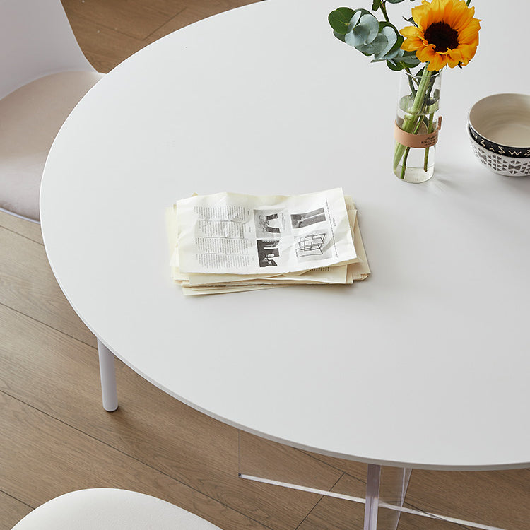 Round Dining Table Set 1/3/4/5 Pcs Acrylic Base Table and Plastic Chairs in White