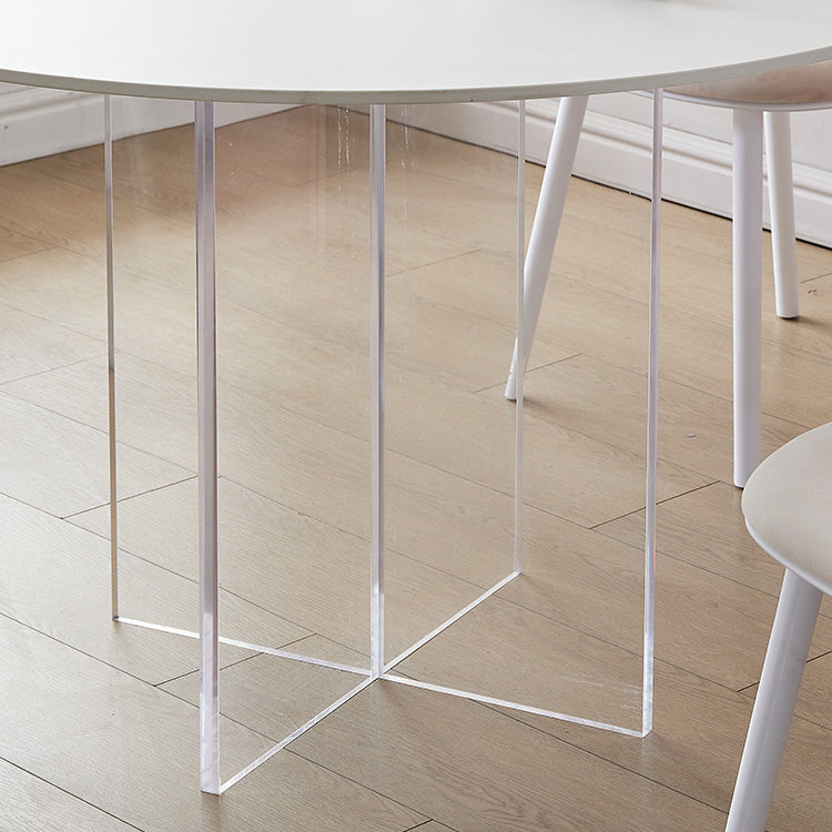 Round Dining Table Set 1/3/4/5 Pcs Acrylic Base Table and Plastic Chairs in White