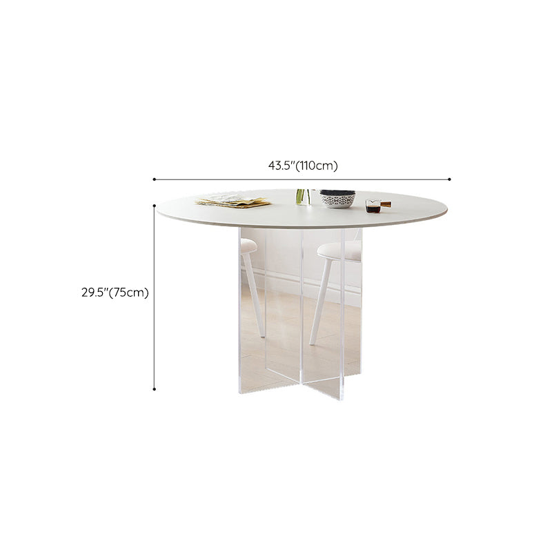 Round Dining Table Set 1/3/4/5 Pcs Acrylic Base Table and Plastic Chairs in White