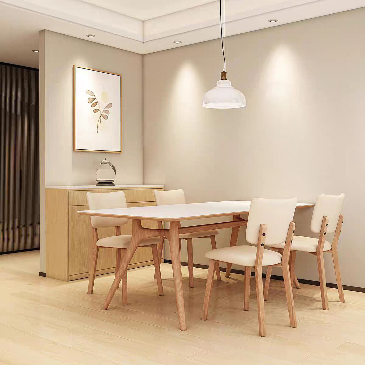 Modern Style Rectangle Table Set 1/2/5/7 Pieces Dining Set with Wood Legs for Home Use