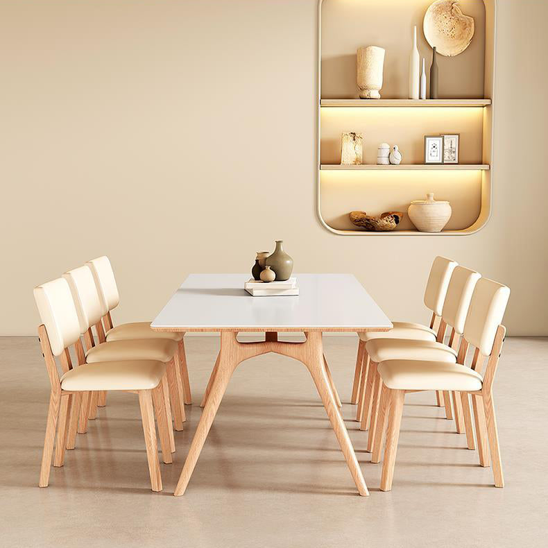 Modern Style Rectangle Table Set 1/2/5/7 Pieces Dining Set with Wood Legs for Home Use