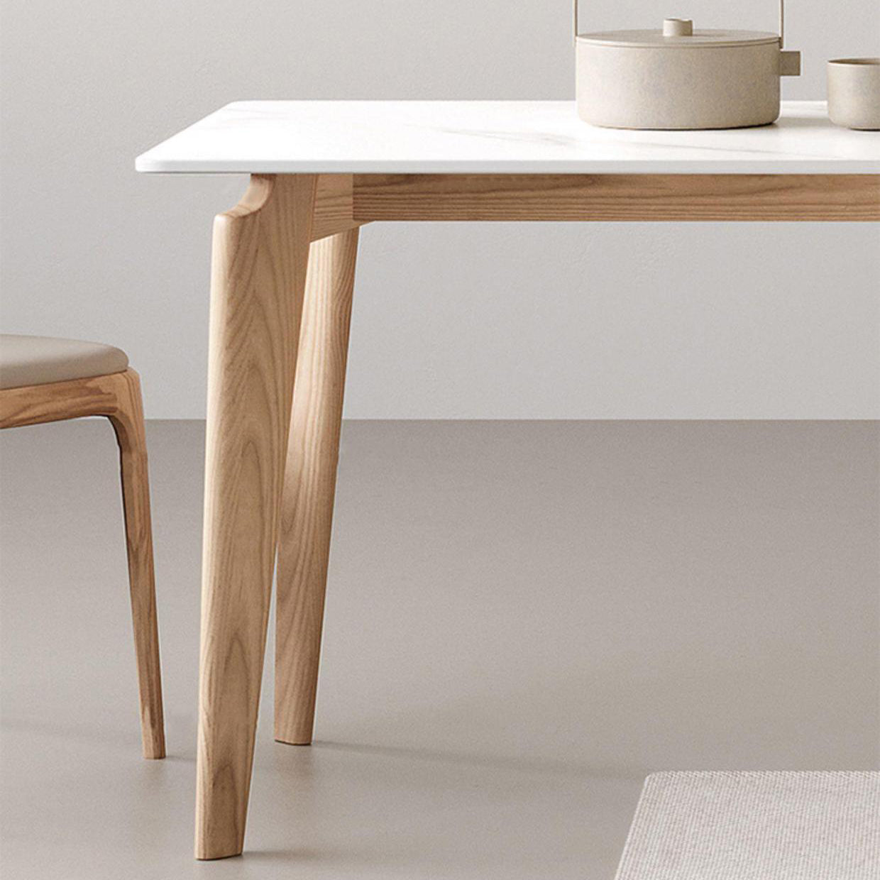 Modern Style Rectangle Table Set 1/3/4 Pieces Dining Set with Wood Legs for Home Use