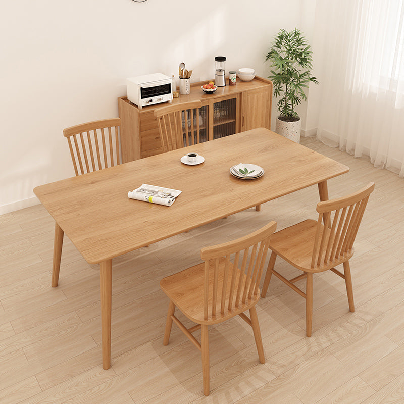 Solid Wood Dining Set 1/5 Pcs Rectangle Dining Table with Slat Back Chairs