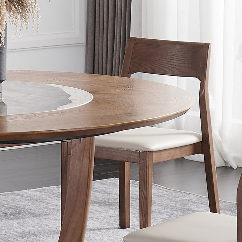 Modern Dining Set 1/4/5/7 Pcs Round Solid Wood Dining Table and Armless Chairs