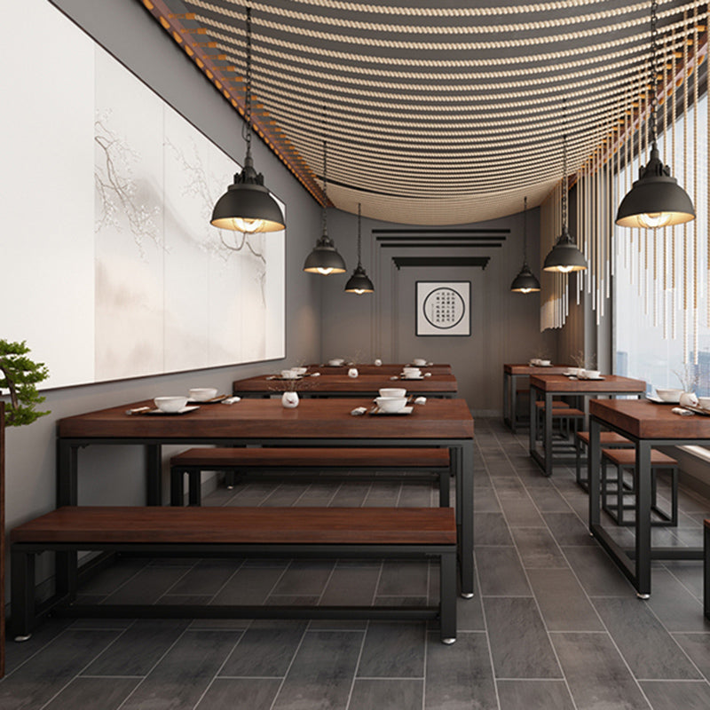 Contemporary 1/3 Pieces Furniture Rectangle Solid Wood Dining Table Set in Brown