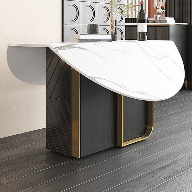 Modern Dining Set 1/3/7 Pcs Sintered Stone Top Dining Table with Folding Chairs