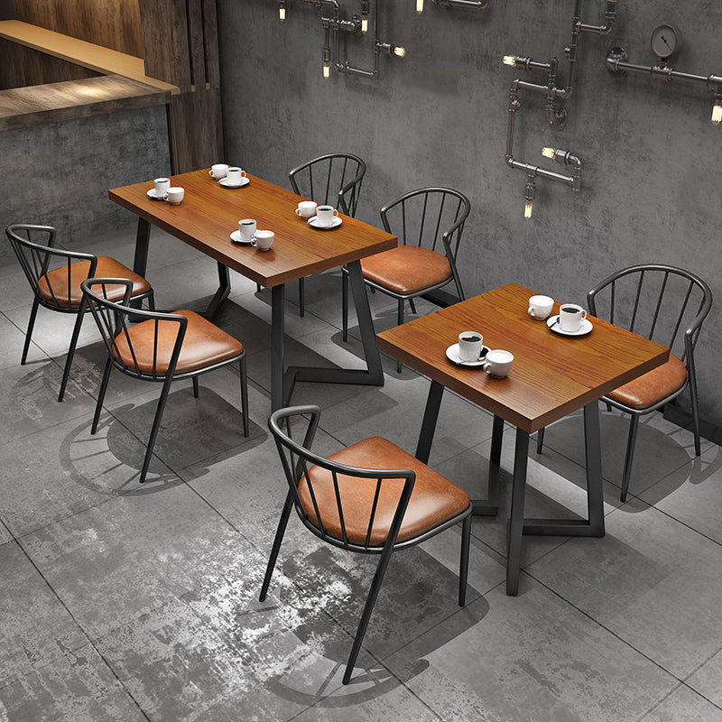 Industrial Dining Set 1/3/5 Pcs Solid Wood Top Dining Table with Upholstered Chairs