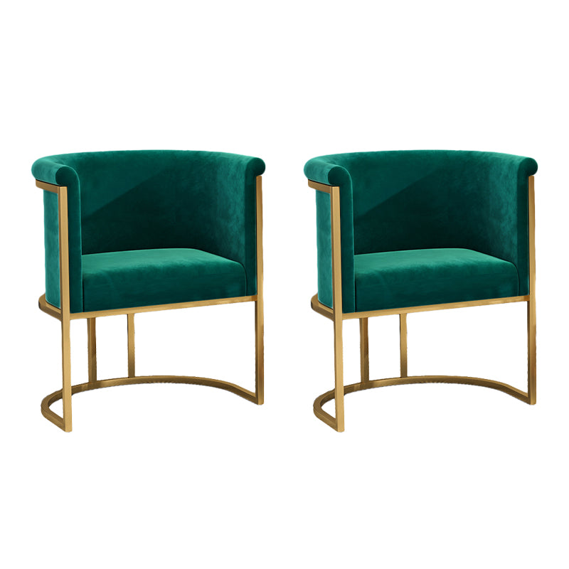 Upholstered Arm Chair Velvet Gold Base Dining Chair for Dining Room