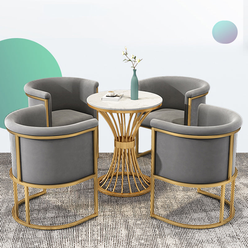 Upholstered Arm Chair Velvet Gold Base Dining Chair for Dining Room