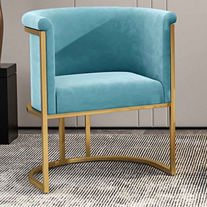 Upholstered Arm Chair Velvet Gold Base Dining Chair for Dining Room