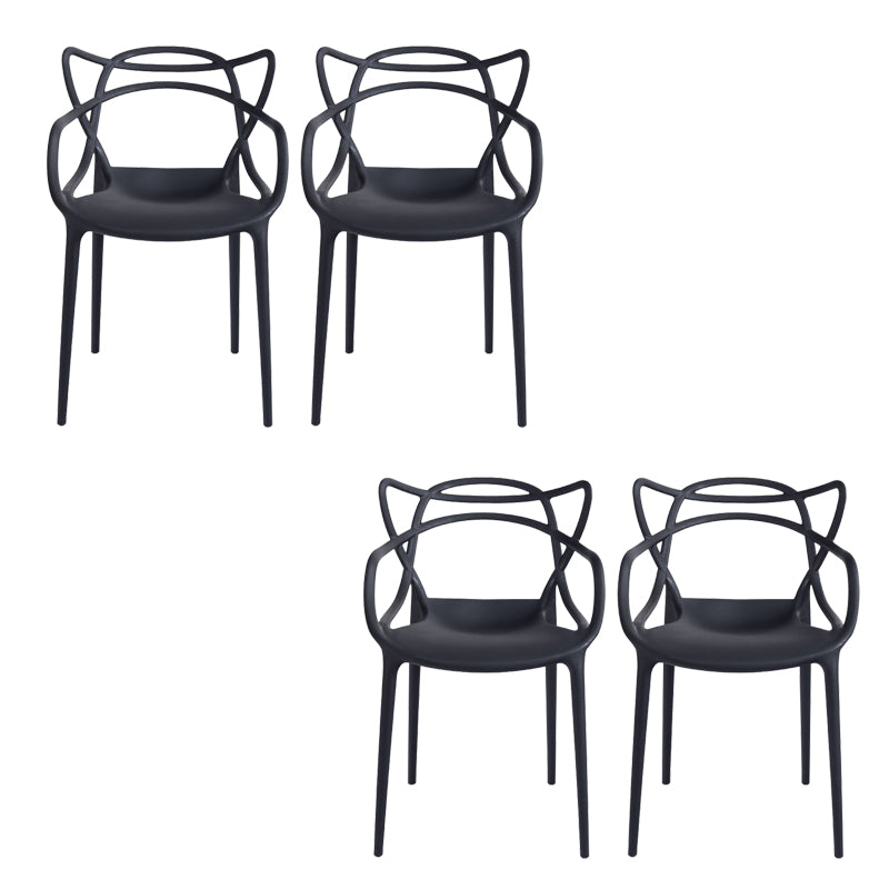 Open Back Dining Arm Chair Modern Indoor-Outdoor Plastic Chair