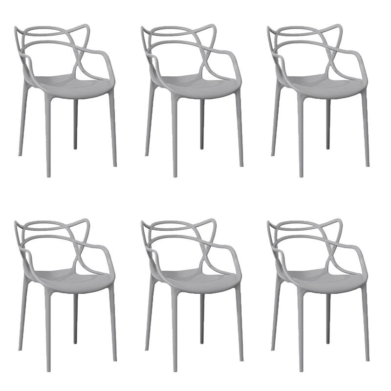 Open Back Dining Arm Chair Modern Indoor-Outdoor Plastic Chair