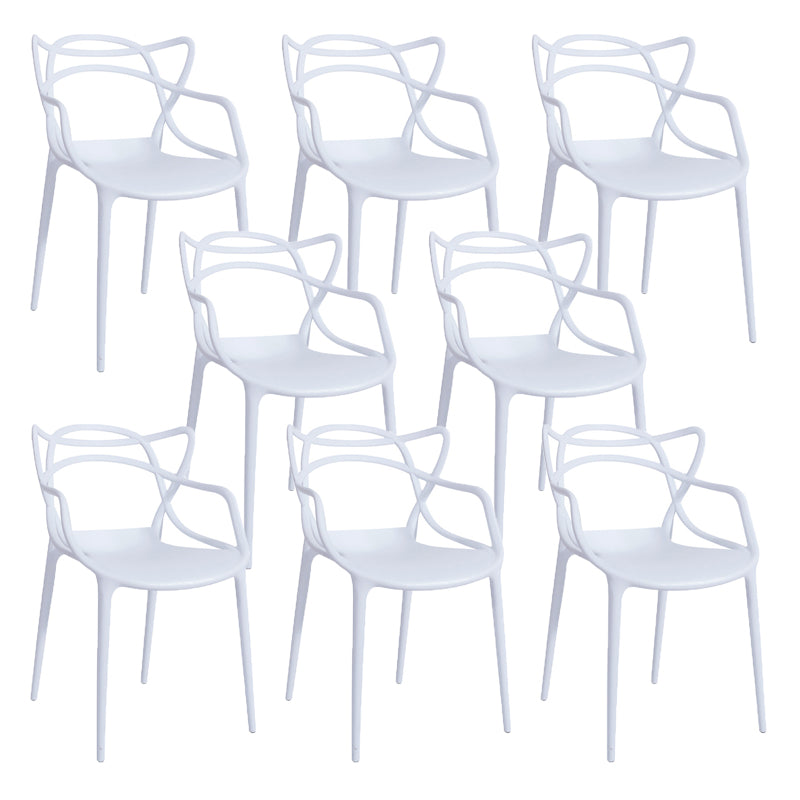Open Back Dining Arm Chair Modern Indoor-Outdoor Plastic Chair