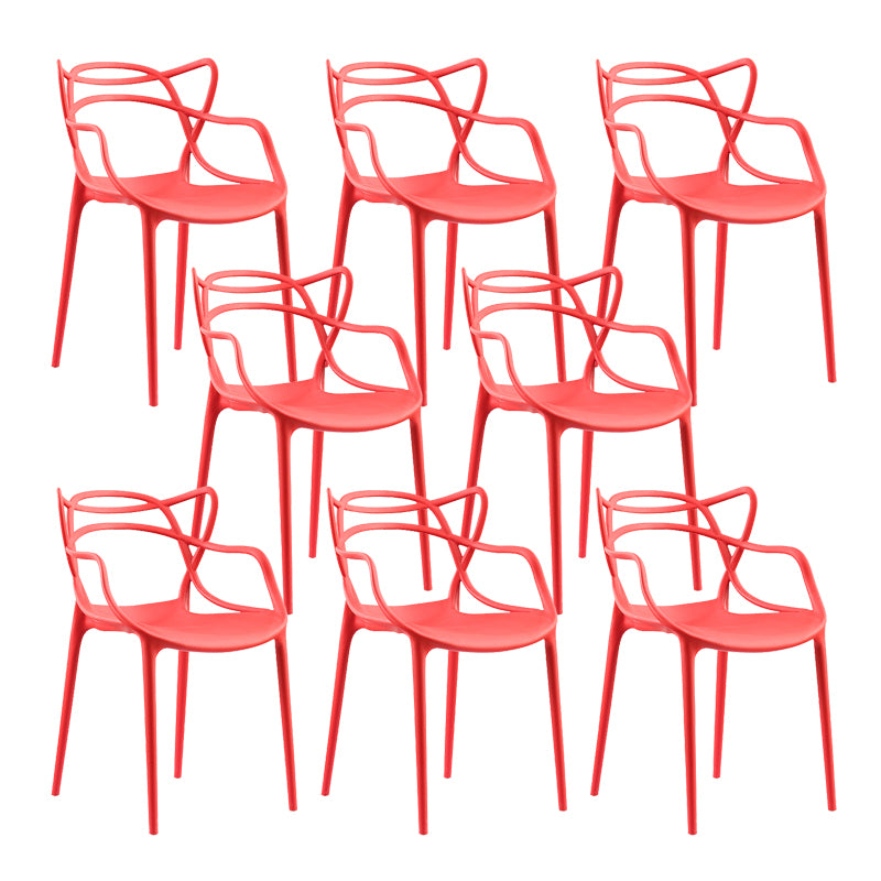 Open Back Dining Arm Chair Modern Indoor-Outdoor Plastic Chair