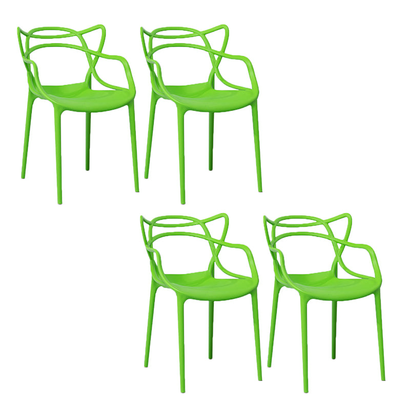 Open Back Dining Arm Chair Modern Indoor-Outdoor Plastic Chair