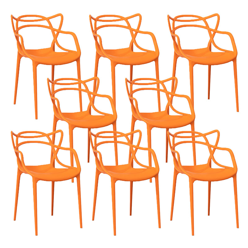 Open Back Dining Arm Chair Modern Indoor-Outdoor Plastic Chair