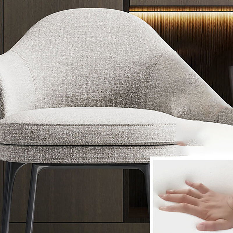 Linen Parsons Arm Chair Metal Base Indoor Dining Chair for Home