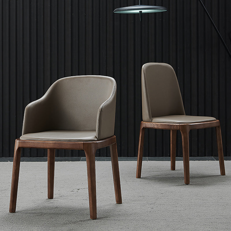 Industrial Solid Wood Dining Chair Faux Leather Side Chair with Upholstered