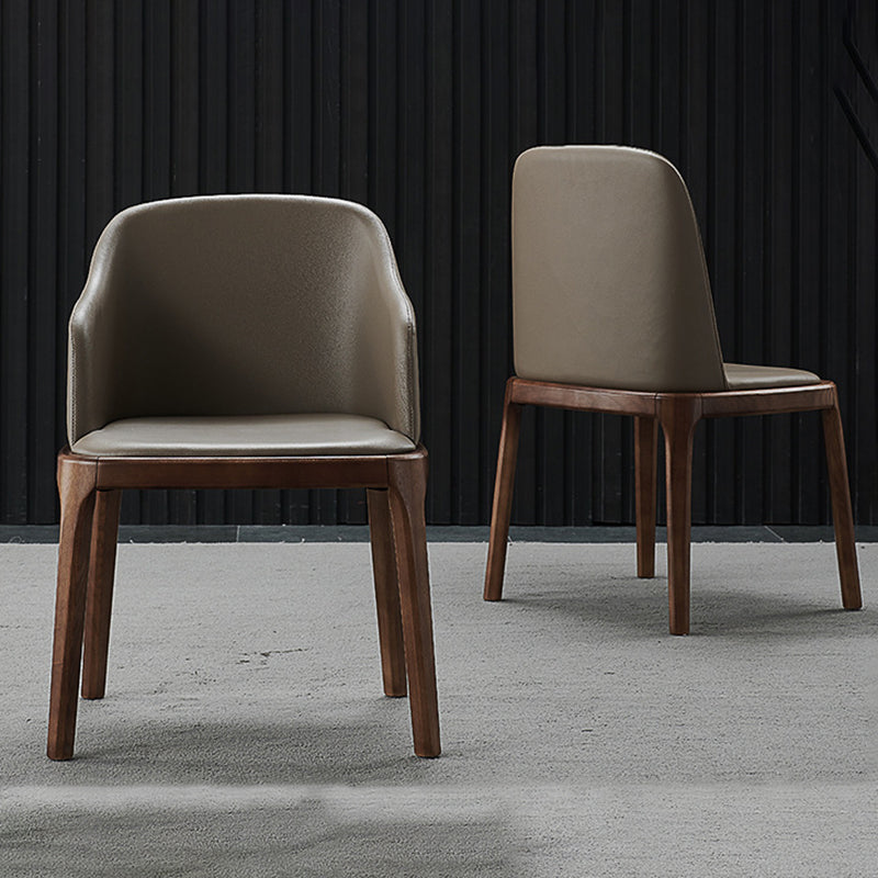 Industrial Solid Wood Dining Chair Faux Leather Side Chair with Upholstered