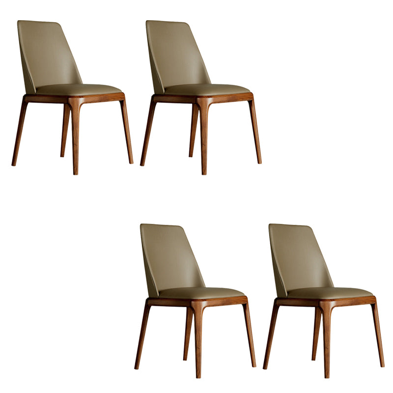 Industrial Solid Wood Dining Chair Faux Leather Side Chair with Upholstered