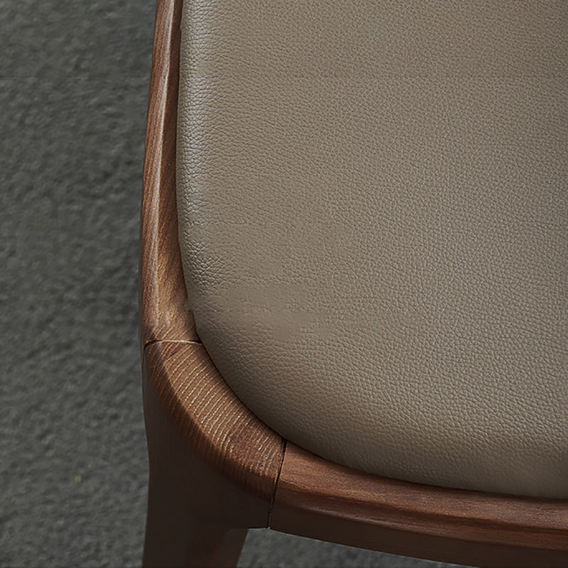 Industrial Solid Wood Dining Chair Faux Leather Side Chair with Upholstered