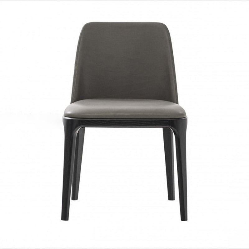 Industrial Solid Wood Dining Chair Faux Leather Side Chair with Upholstered