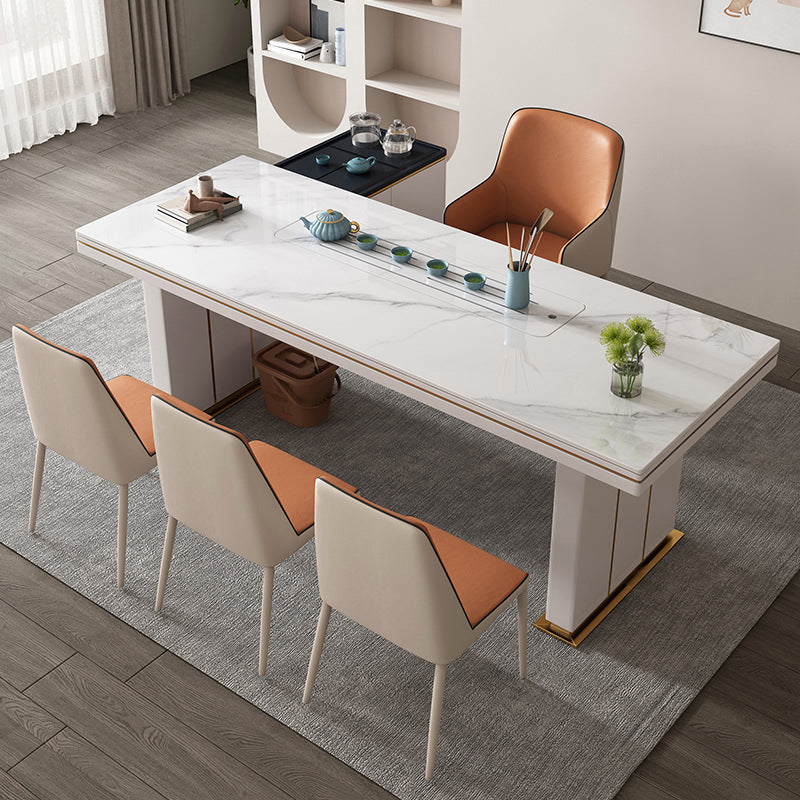 Contemporary PU Leather Dining Chairs Indoor Arm Chair with Upholstered