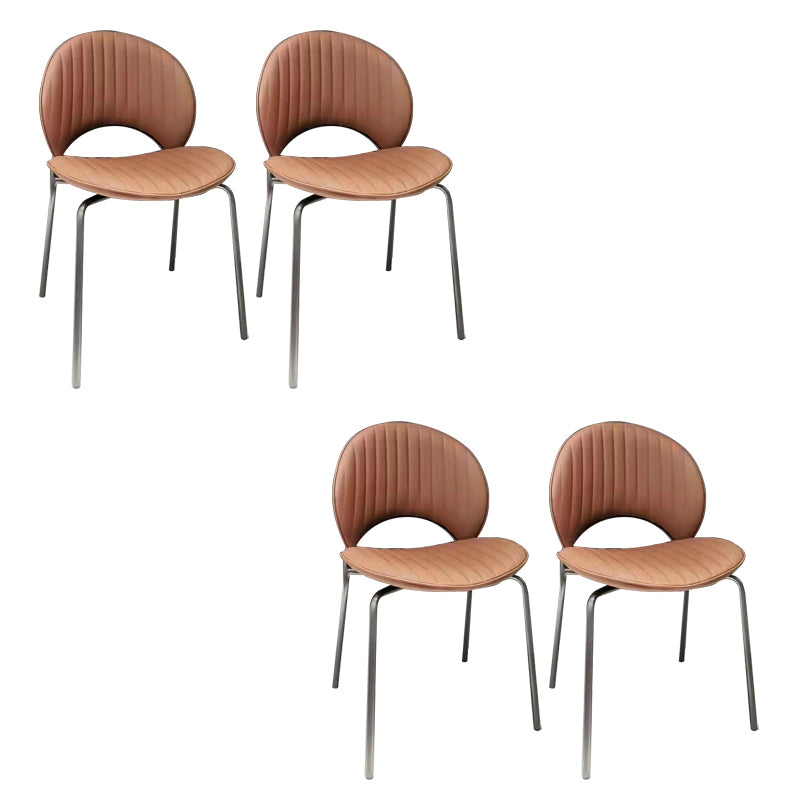 Indoor-Outdoor Curved Side Chair Open Back Dining Upholstered Chair