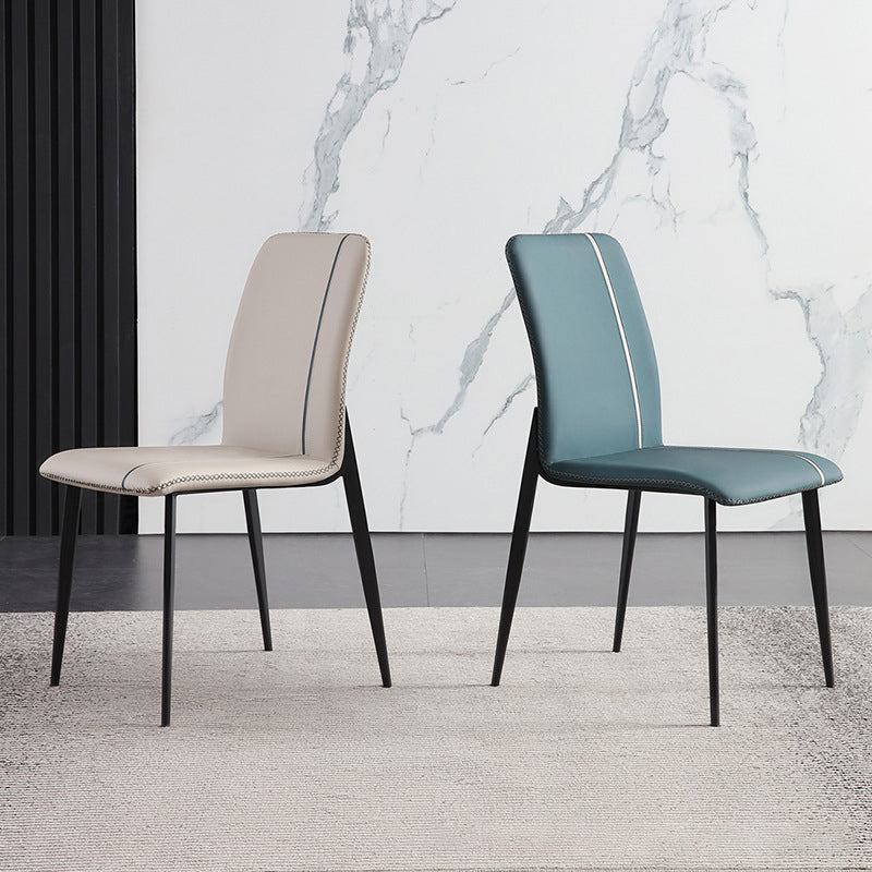 Dining Room Home Upholstered Chair Leather Parsons Armless Chair