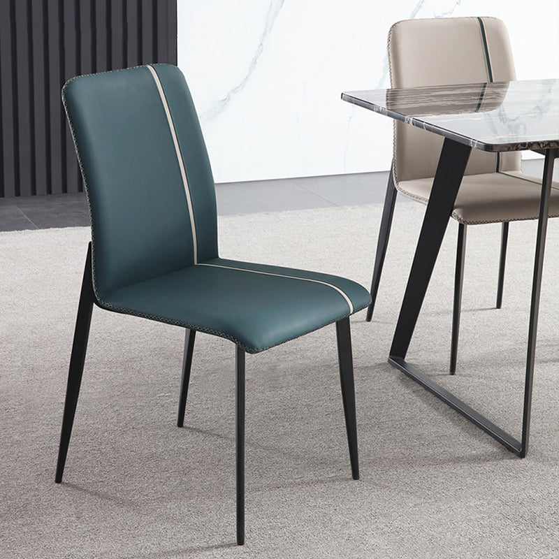 Dining Room Home Upholstered Chair Leather Parsons Armless Chair