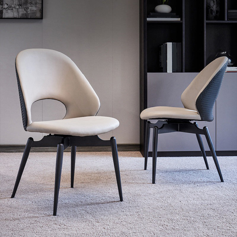 Open Back Dining Side Chair Modern Metal Base Indoor-Outdoor Chair