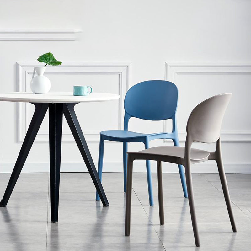 Home Kitchen Dining Armless Chair Open Back Side Plastic Chair