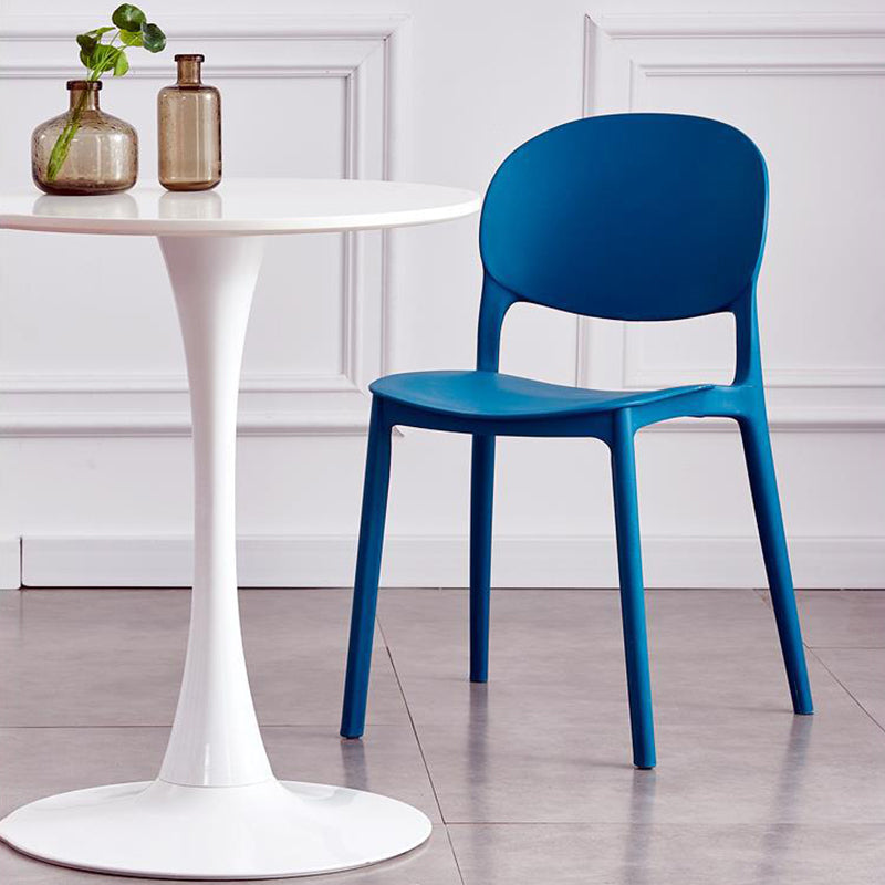 Home Kitchen Dining Armless Chair Open Back Side Plastic Chair