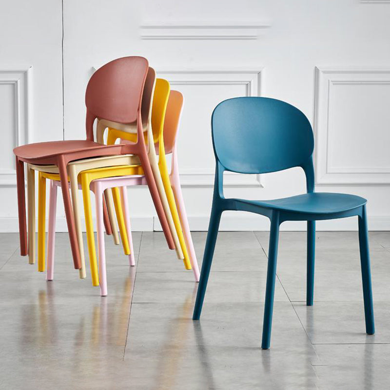 Home Kitchen Dining Armless Chair Open Back Side Plastic Chair
