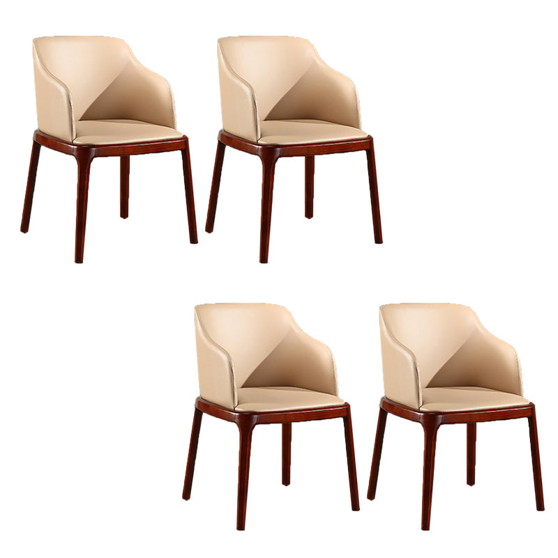 Contemporary Kitchen Wood Dining Chair PU Leather Side Chair