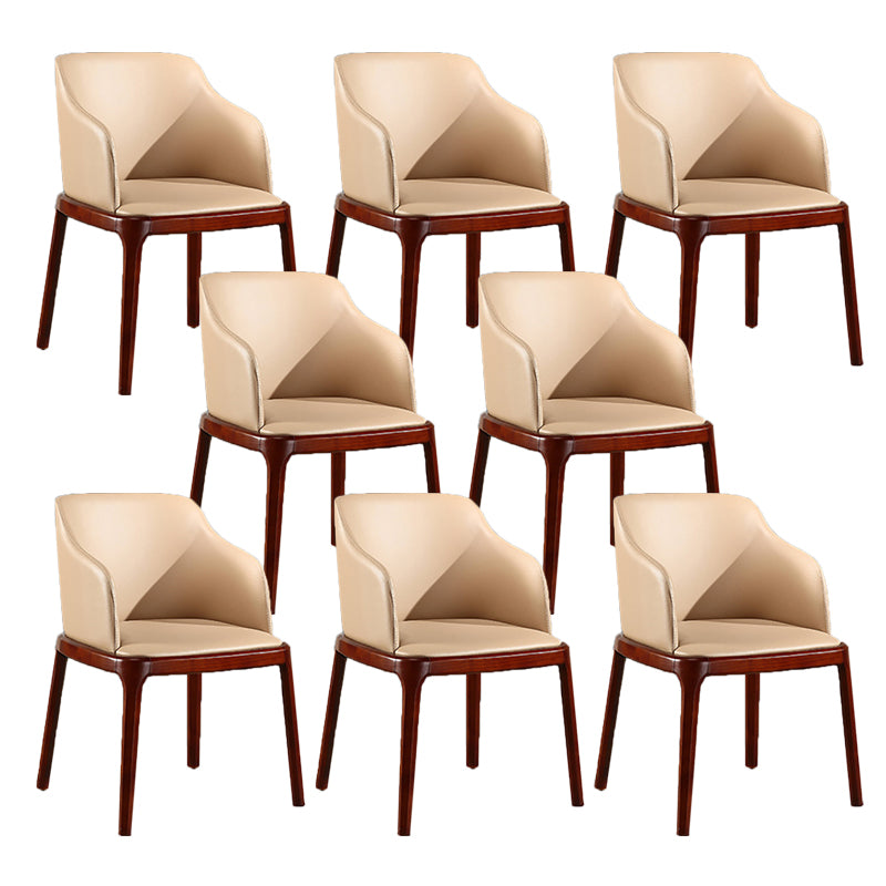 Contemporary Kitchen Wood Dining Chair PU Leather Side Chair