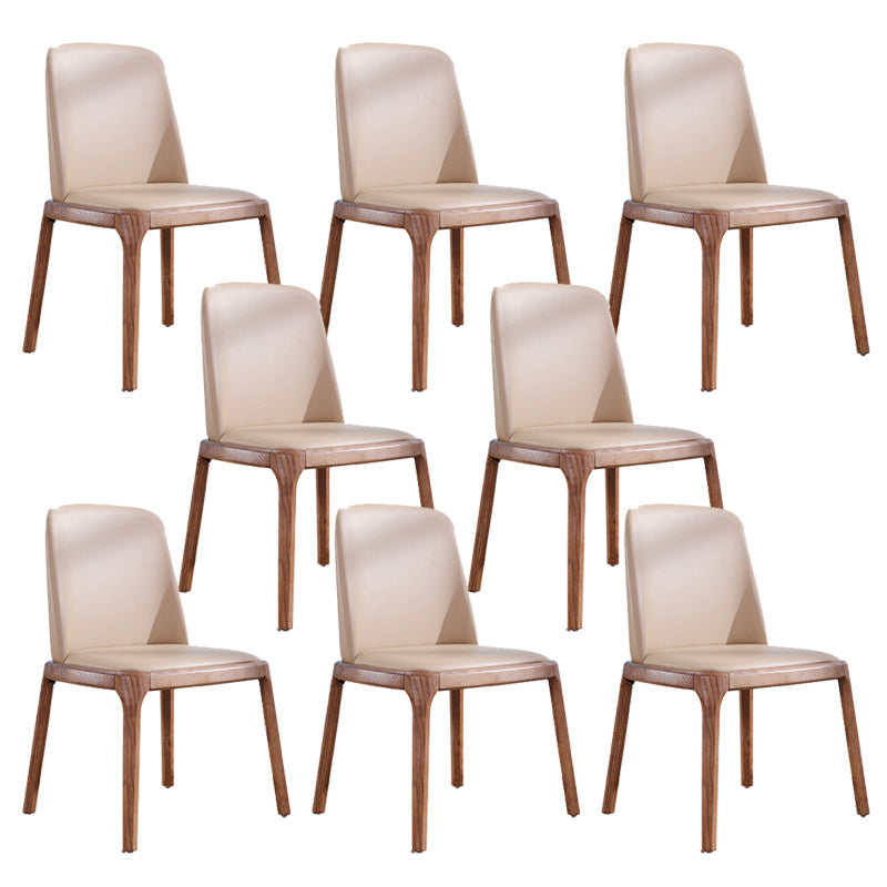 Contemporary Kitchen Wood Dining Chair PU Leather Side Chair