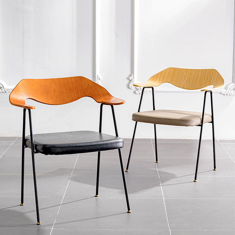 Industrial Upholstered Arm Chair Metal Dining Room Kitchen Chair